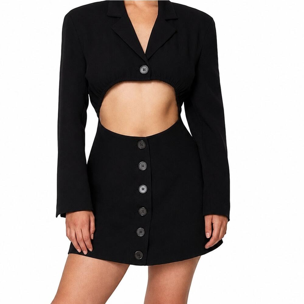 Danielle Bernstein WeWoreWhat Black Cutout Blazer Mini Dress Womens XS Cocktail